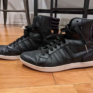 Adidas SLVR black leather high top sneakers 7.5